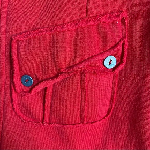 neon buddha Button Up Distressed Edge Red Blazer Jacket Funky Buttons Sz Small - Picture 6 of 11